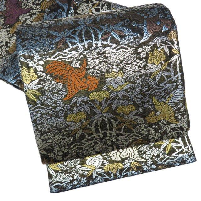 袋帯 未使用 正絹 フォーマル 両面全通 リバーシブル 桐竹鳳凰文  