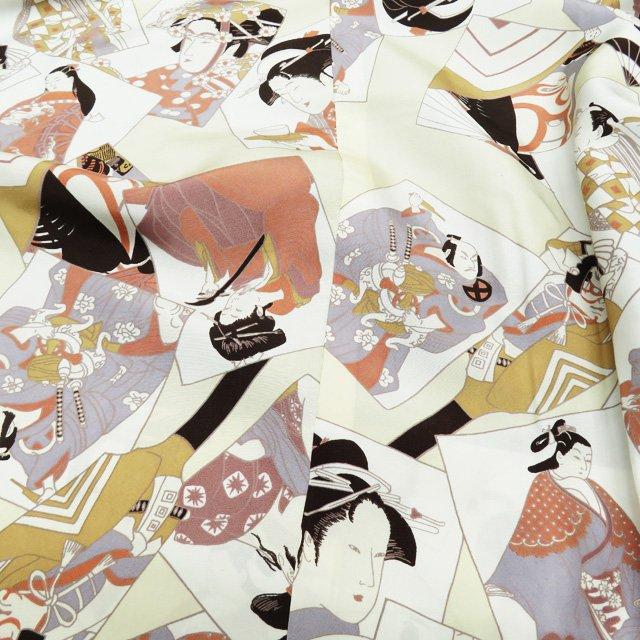 特選 コート 道行コート お召し 着物 中古 正絹 笹立涌 利休緞子 桐  