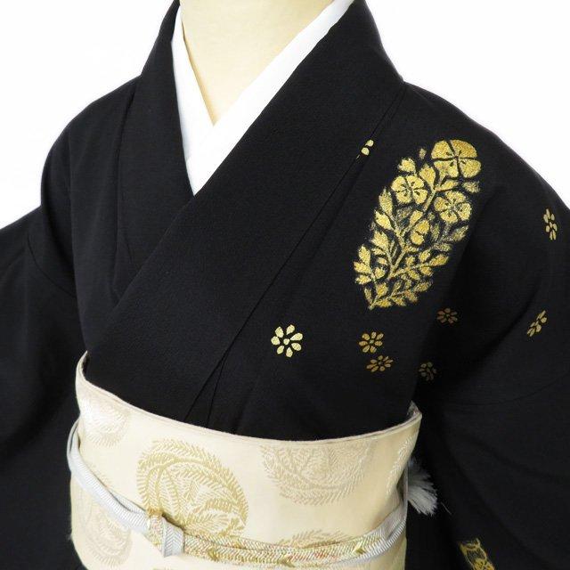 特選 訪問着 着物 中古 正絹 浜紬 袷 ぎをん斎藤 花の図 金彩 たとう紙 
