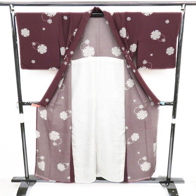 FINAL PRICE ／ 小紋 着物 中古 正絹 単衣 カジュアル 雪輪模様 雪花