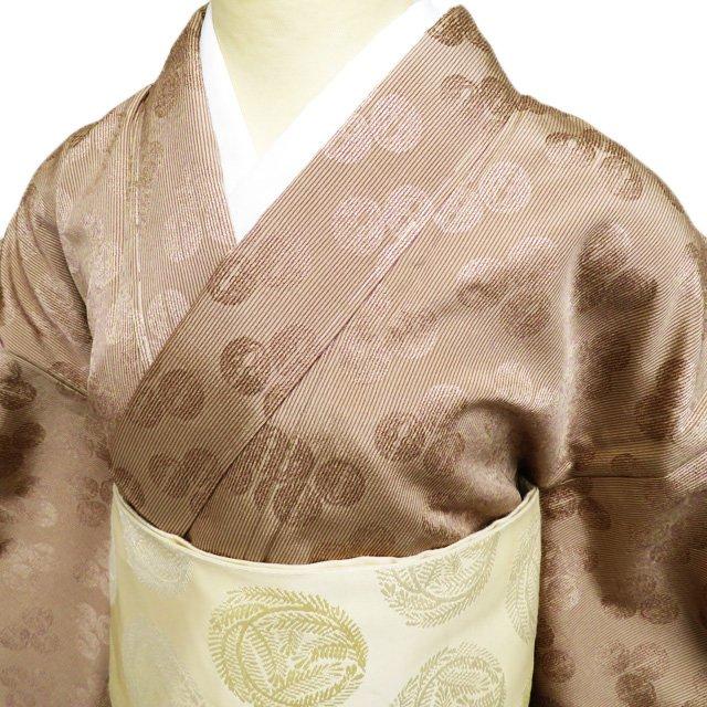 小紋 着物 中古 正絹 単衣 カジュアル 紋付 ストライプ 縦縞模様 地  