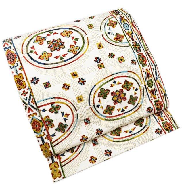 名古屋帯 なごや帯 中古 リサイクル 正絹 カジュアル 高島屋扱い 花の  