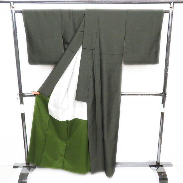 お召し 御召 着物 中古 正絹 袷 カジュアル 黒色 身丈160cm 裄66.5cm M 