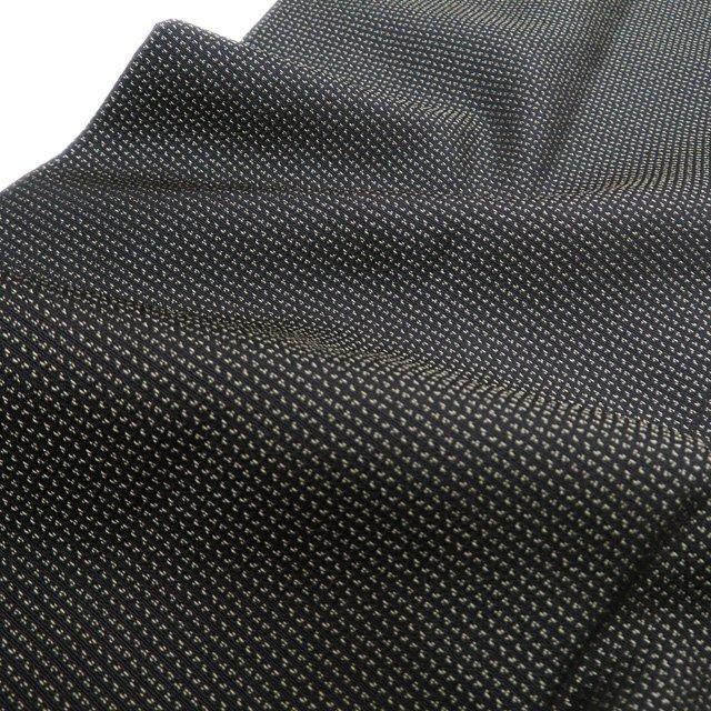 お召し 御召 着物 中古 正絹 袷 カジュアル 黒色 身丈160cm 裄66.5cm M  