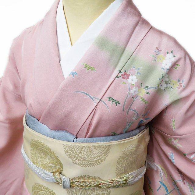 訪問着 着物 中古 フォーマル 京加賀友禅作家 伊達富美子 茶屋辻 花の図 薄紅色 多色 身丈159cm 裄63.5cm M きもの北條 A921-13 FINAL PRICE ／ 訪問着 着物 中古 フォーマル 京加賀友禅作家 伊達
