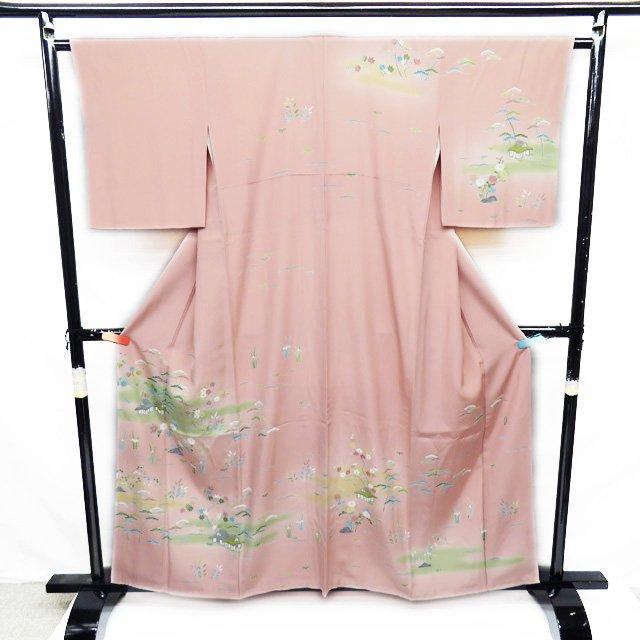 訪問着 着物 中古 フォーマル 京加賀友禅作家 伊達富美子 茶屋辻 花の図 薄紅色 多色 身丈159cm 裄63.5cm M きもの北條 A921-13 FINAL PRICE ／ 訪問着 着物 中古 フォーマル 京加賀友禅作家 伊達
