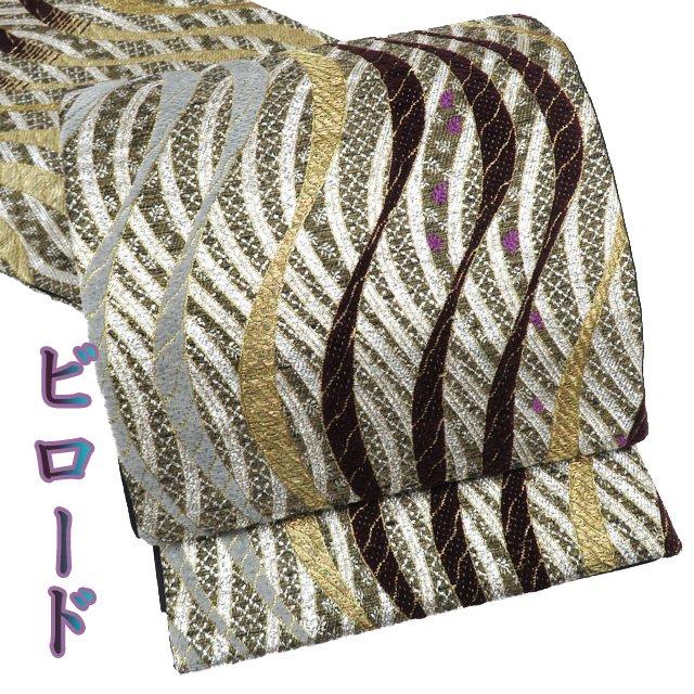 袋帯 中古 リサイクル ビロード 正絹 フォーマル 六通 仕立て上がり 貝  