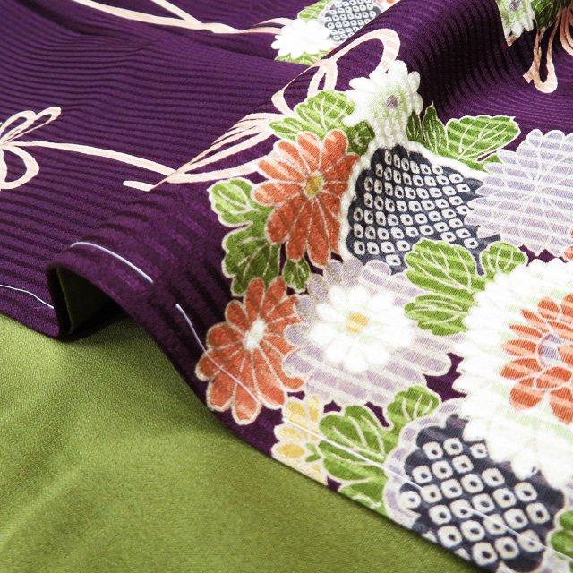 特選 小紋 着物 未使用 正絹 袷 カジュアル 花模様 花玉 葡萄色 多色 