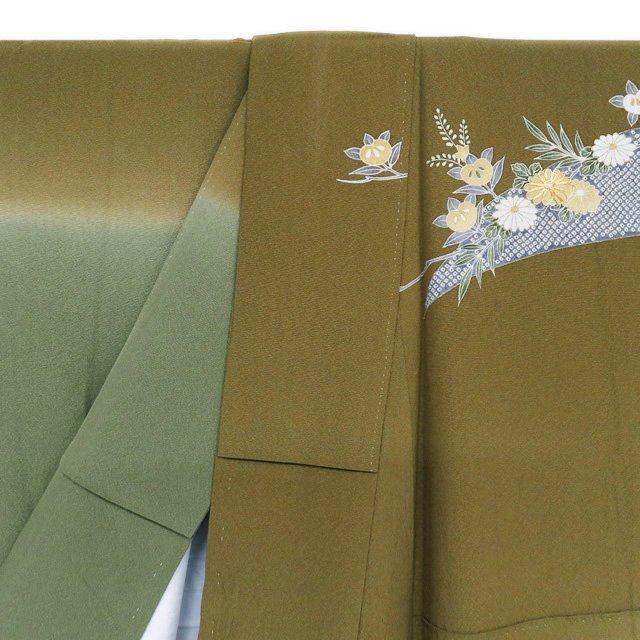 FINAL PRICE ／ 訪問着 着物 中古 正絹 しょうざん 花の図 草色 梅幸 