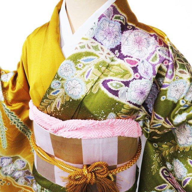 FINAL PRICE ／ 振袖 着物 中古 リサイクル 正絹 花模様 辻が花 絞り