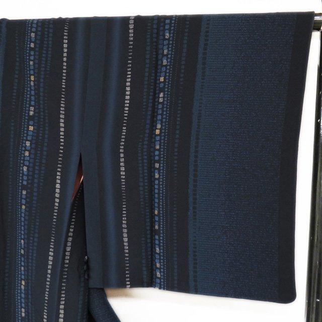 道中着 コート 中古 正絹 濃紺色 黒色 身丈128.5cm 裄68.5cm きもの  