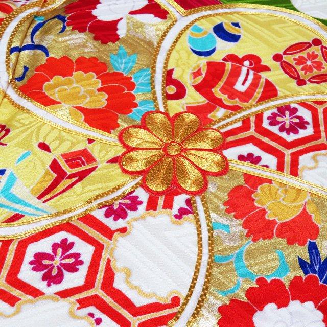 振袖 着物 中古 リサイクル 正絹 袷 金駒刺繍 花模様 松竹梅 地模様 萌  