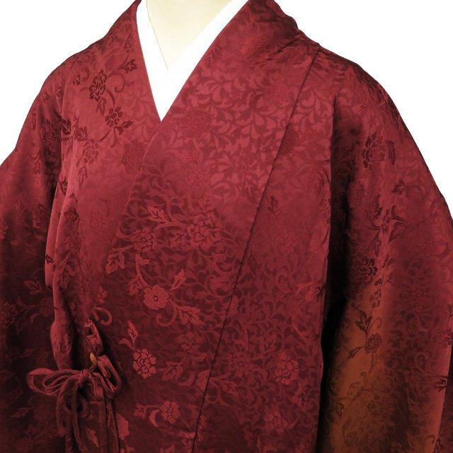 コート 道中着 羽織 着物 中古 地模様 花模様 ぼかし染め 暈し 茶系色 身丈109cm 裄67cm きもの北條 A955-10 FINAL PRICE ／ コート 道中着 羽織 着物 中古 地模様 花模様 ぼかし