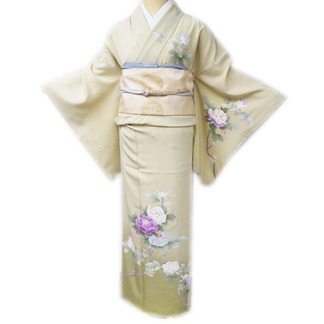 付下げ 付け下げ 訪問着 着物 中古 正絹 袷 フォーマル 花の図 牡丹 夏虫色 多色 金 身丈162cm 裄64cm M きもの北條 A1332-9 FINAL PRICE ／ 訪問着 着物 中古 正絹 フォーマル 作家物 落款 花の図