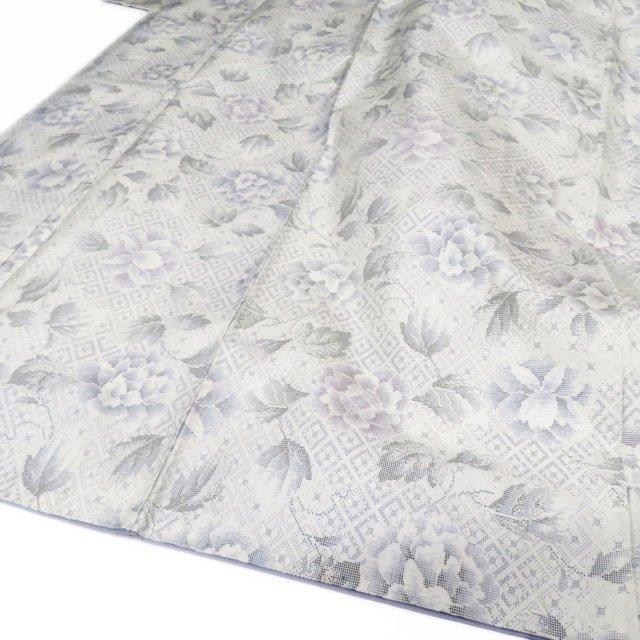 ＼ FINAL PRICE ／ 特選 大島紬 白大島 着物 中古 正絹 カジュアル 花模様 牡丹 身丈161.5cm 裄66.5cm M きもの北條 A959-3の画像