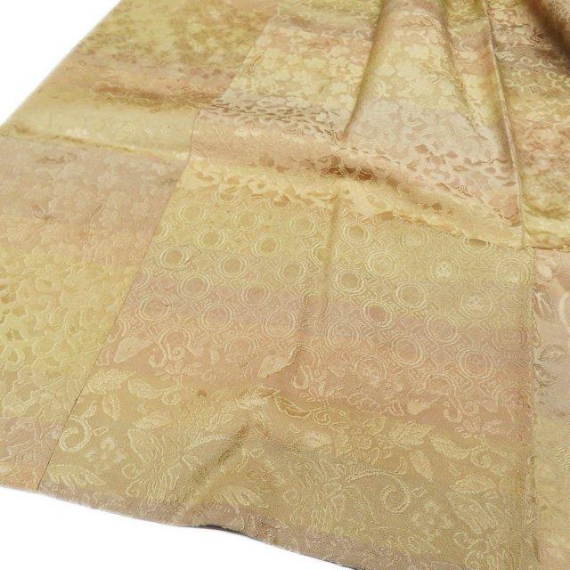 FINAL PRICE ／ コート 道中着 着物 中古 正絹 鈴乃屋 草花模様 薄茶系