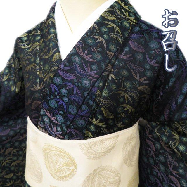 FINAL PRICE ／ 特選 お召し 御召 着物 中古 正絹 吉祥文様 松竹梅 