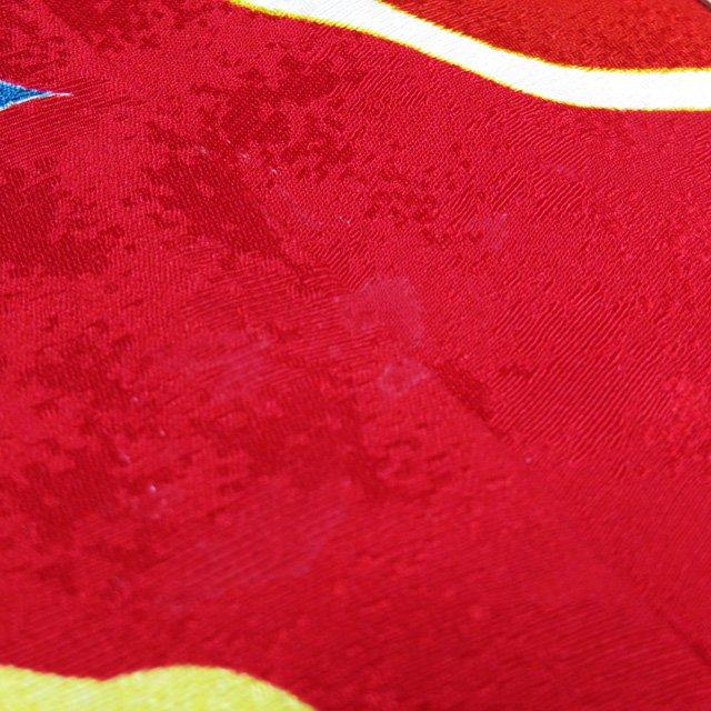 振袖 着物 中古 リサイクル 正絹 花模様 椿 鹿の子 赤色 多色 身丈  