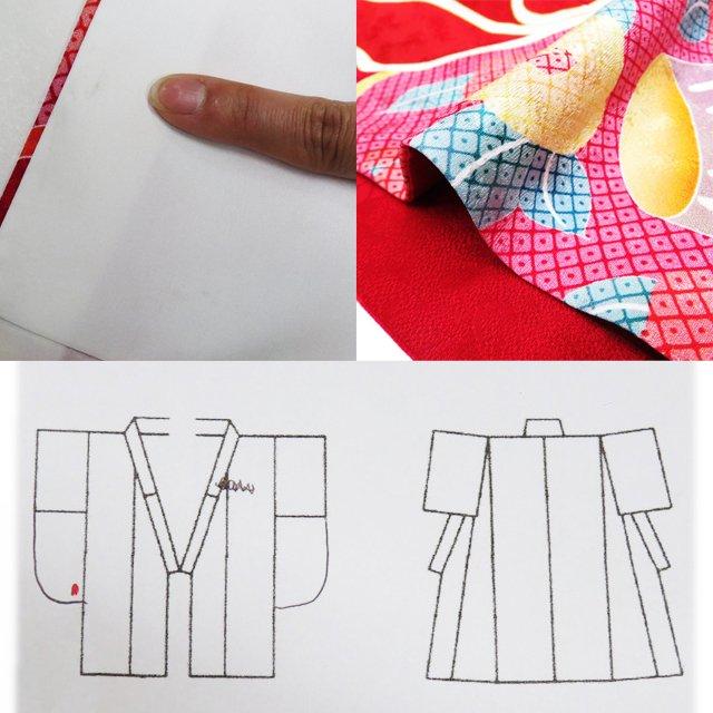 振袖 着物 中古 リサイクル 正絹 花模様 椿 鹿の子 赤色 多色 身丈  