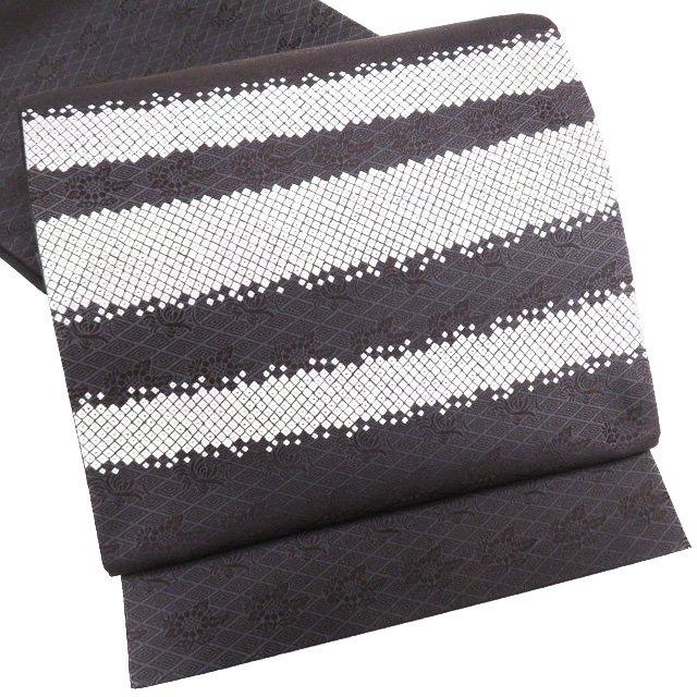 袋帯 中古 リサイクル 正絹 カジュアル お太鼓柄 鹿の子模様 地模様 菱  