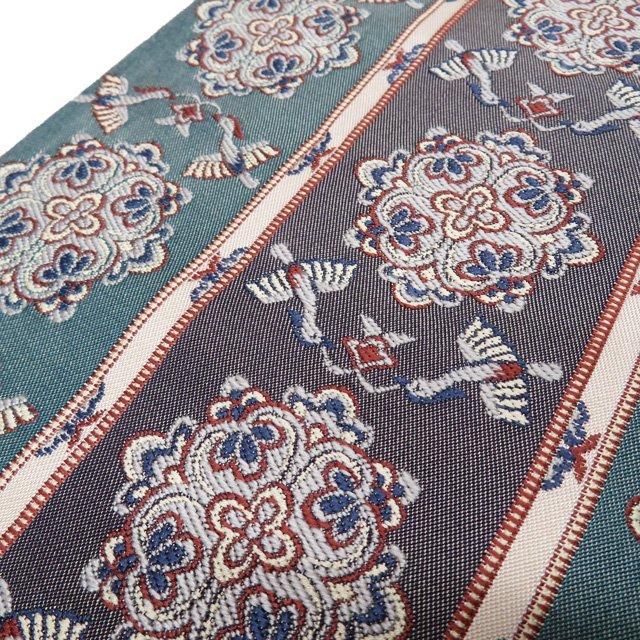 袋帯 中古 リサイクル 正絹 カジュアル 仕立て上がり 六通 縦段模様  