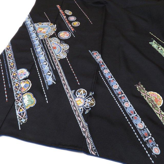 特選 訪問着 着物 中古 正絹 袷 フォーマル 相良刺繍 中国刺繍 草花 