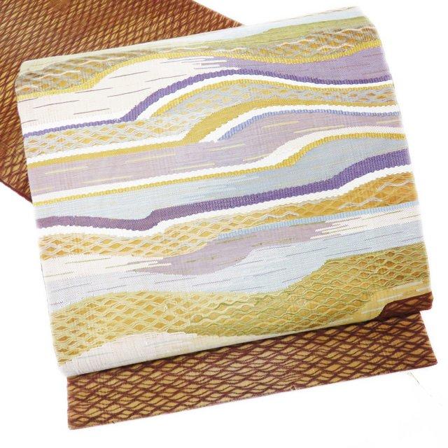 夏物 袋帯 中古 リサイクル 正絹 カジュアル 仕立て上がり お太鼓柄 波