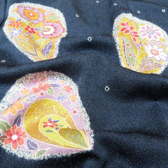 特選 訪問着 着物 中古 袷 フォーマル 京友禅 松井佚鴦 金駒刺繍 花