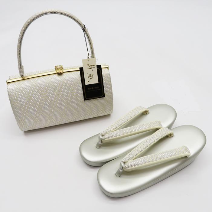 ☆きもの北條☆ 沙織 草履 バッグ セット 新品 Lサイズ 西陣織 パール