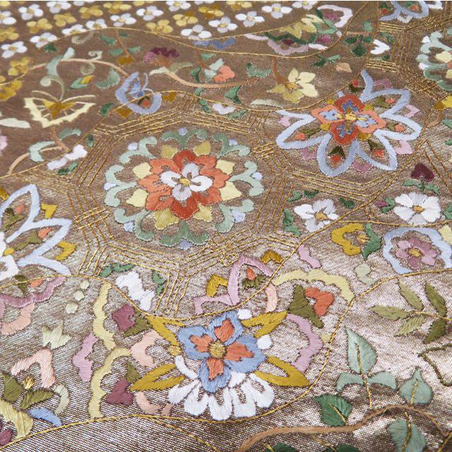 袋帯 中古 リサイクル 蘇州刺繍 中国三大刺繍 華紋 花文 六通 引箔 正絹 フォーマル 金 きもの北條 T698-12 袋帯 中古 リサイクル 蘇州刺繍 中国三大刺繍 華紋 花文 六通 引箔