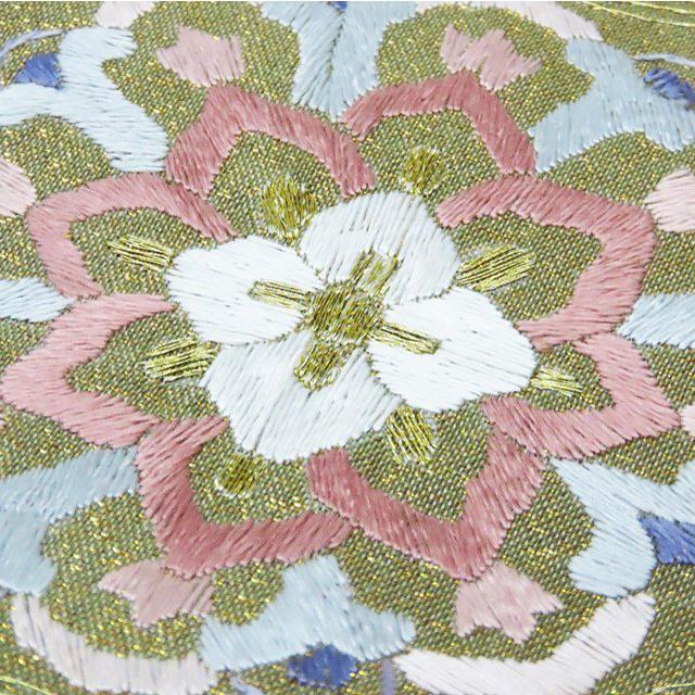 袋帯 中古 リサイクル 蘇州刺繍 中国三大刺繍 花模様 花紋 華文 六通 金通し 正絹 フォーマル 黄緑系 きもの北條 T751-7 袋帯 中古 リサイクル 蘇州刺繍 中国三大刺繍 花模様 花紋 華文 六通