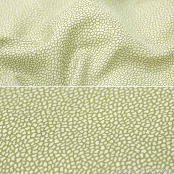 洗える着物 袷 袷着物/落ち着いた黄緑 クラック柄 15576 S/M/L