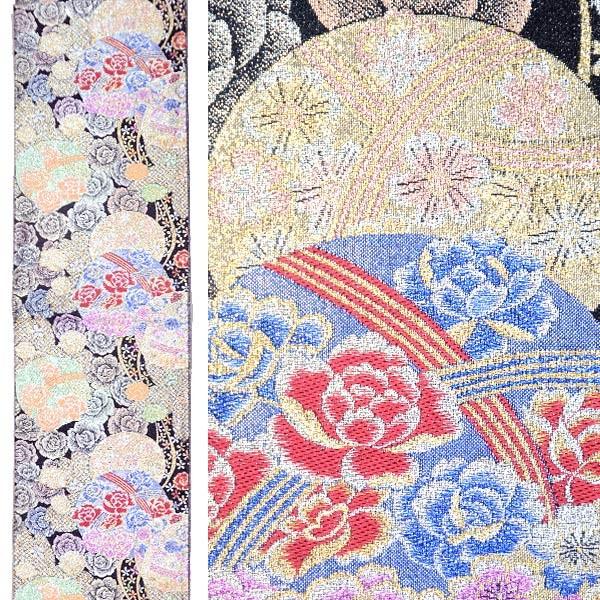 薔薇【美品】袋帯 成人式 前撮り留袖 訪問着 着物 振袖にCM56お仕立て上がり 袋帯 振袖用（お仕立て代込/ シルバー 絢爛薔薇尽くし 13627）六通柄