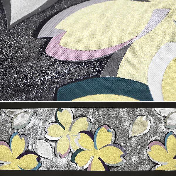 振袖用 袋帯単品）西陣織袋帯 銀 シルバー地モダン金桜 お仕立代込