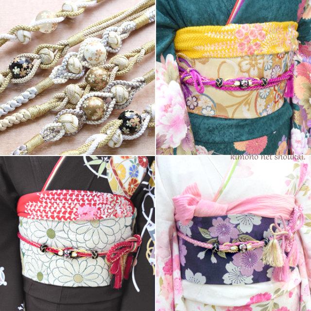 振袖用 帯締め 桜トンボ玉 かわいい 古典 サクラ 成人式 結婚式 伝統和