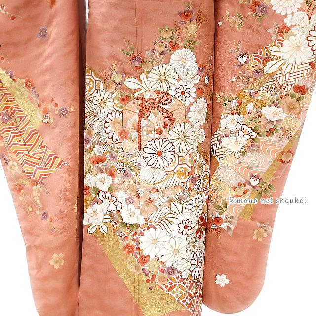 振袖 正絹 中古 ランクA 東雲色 宝花熨斗 お仕立て上がり 単品 成人式