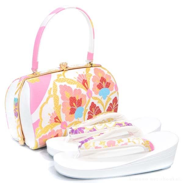 日本製 紗織謹製 振袖用 草履バッグセット【紗織 Mサイズ ホワイト台