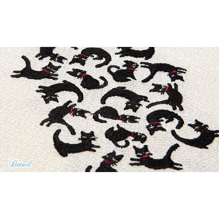 Kisste 半襟 半衿 おしゃれ 着物 おしゃれ半衿 アイボリー 白 黒 猫 