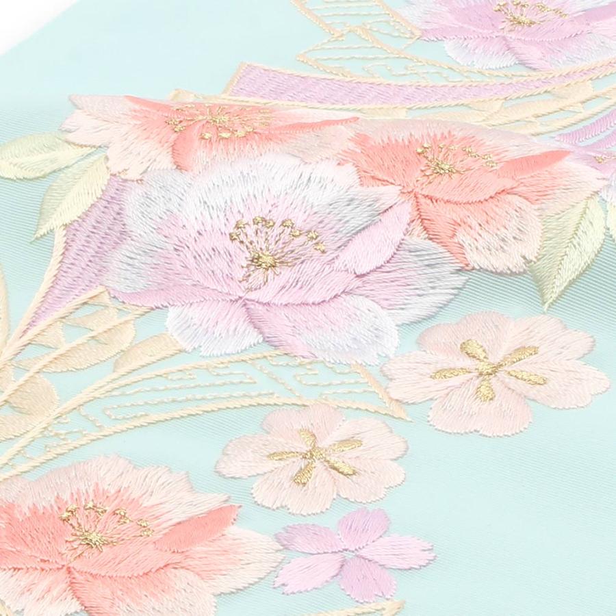 振袖 肌襦袢 重ね衿 刺繍半衿セット コーラルピンク 花柄 重ね衿 振袖 伊達衿 正絹 ピンク コーラルピンク 薄紫 リバーシブル 花