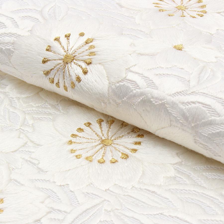 Kisste（キステ） 半襟 半衿 刺繍 振袖 成人式 白 ゴールド 桜に青海波