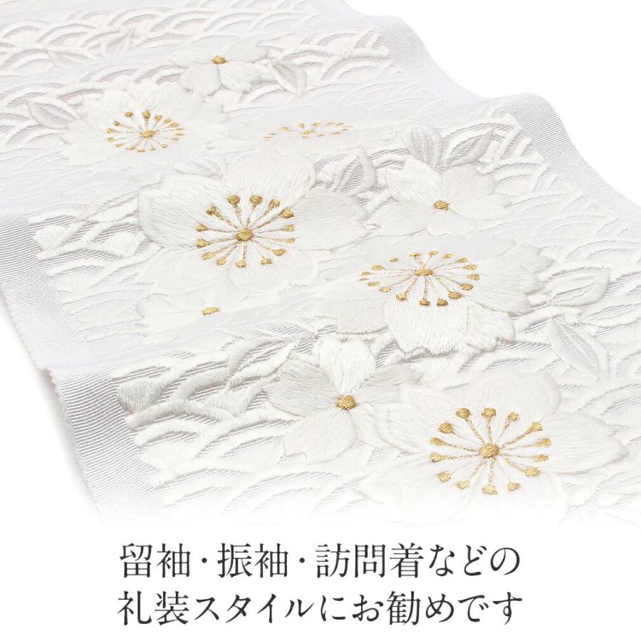 半襟 半衿 刺繍 振袖 成人式 白 ゴールド 桜に SALE 爆買の画像