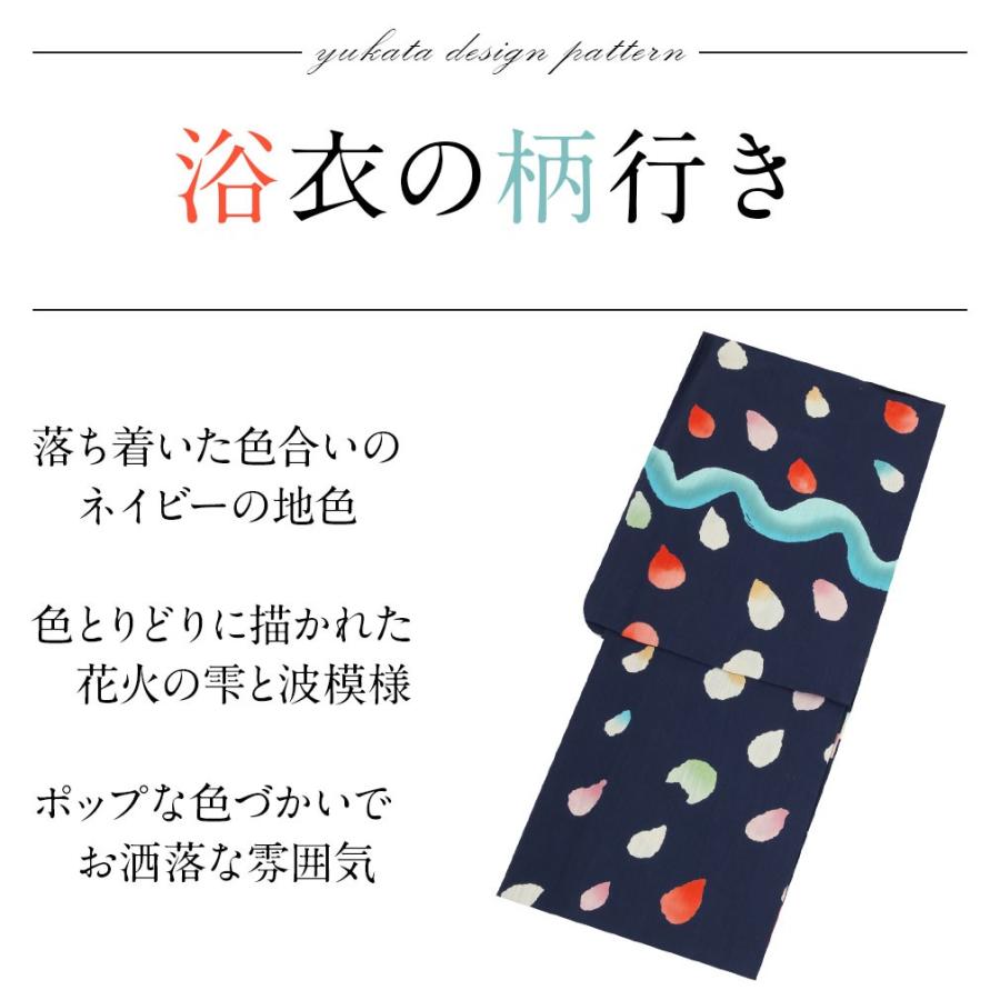波状模様の紺色浴衣単品 波状模様の紺色浴衣単品 着物・浴衣