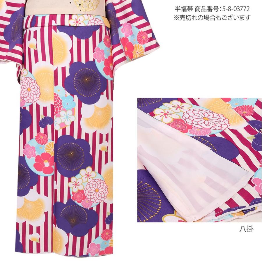 729.即時発送，和装小紋，新品未使用，高級化繊，洗える着物，紫地に梅，菊の大柄 729.即時発送，和装小紋，新品未使用，高級化繊，洗える着物，紫