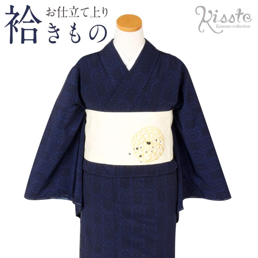 海外輸入 着物 小紋 袷 ダークネイビー オリエンタル更紗 L フリーサイズ 東レ シルクデュエット 春夏新色 Www Aqtsolutions Com