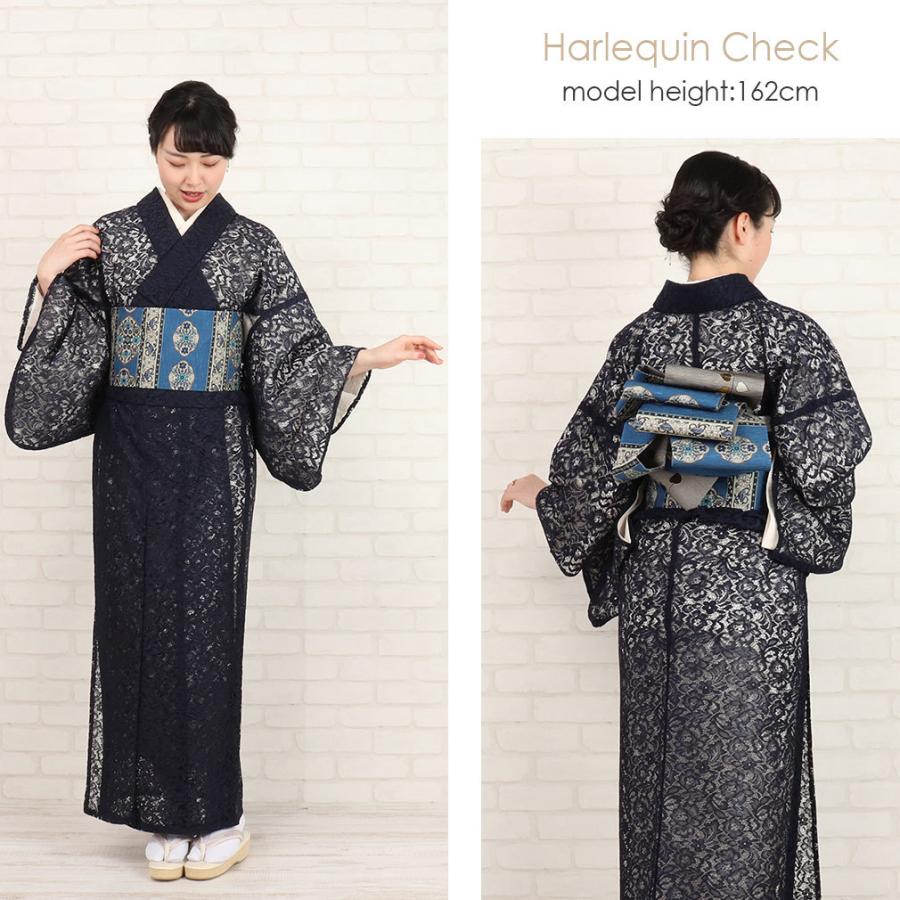 着物 レース 単衣 ネイビー スカラ花 フリーサイズ 百華園 単品 ブランド レディース｜kimono-kisste｜06