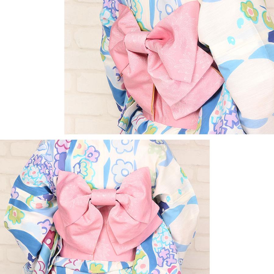 浴衣 帯 作り帯 浴衣作り帯 ピンク 水色 黄 赤 花づくし 浴衣帯 浴衣の帯｜kimono-kisste｜09