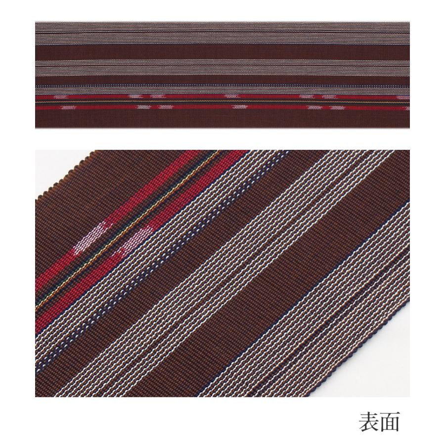 Kisste（キステ） 浴衣帯 半幅帯 琉球かすり 濃茶 赤 縞 日本製 SALE 