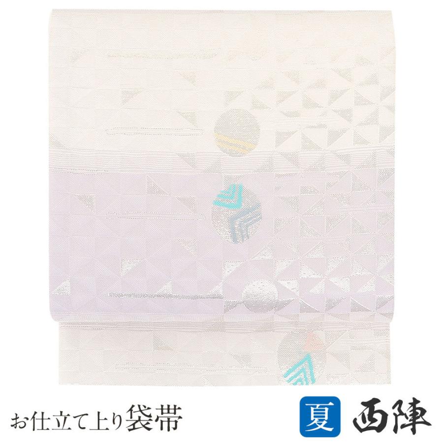 夏帯 袋帯 夏袋帯 オフホワイト 藤色 丸文に風車 西陣織 正絹 訪問着 色無地 小紋 新品 未使用 6 4 こだわりきもの専門店kisste 通販 Yahoo ショッピング
