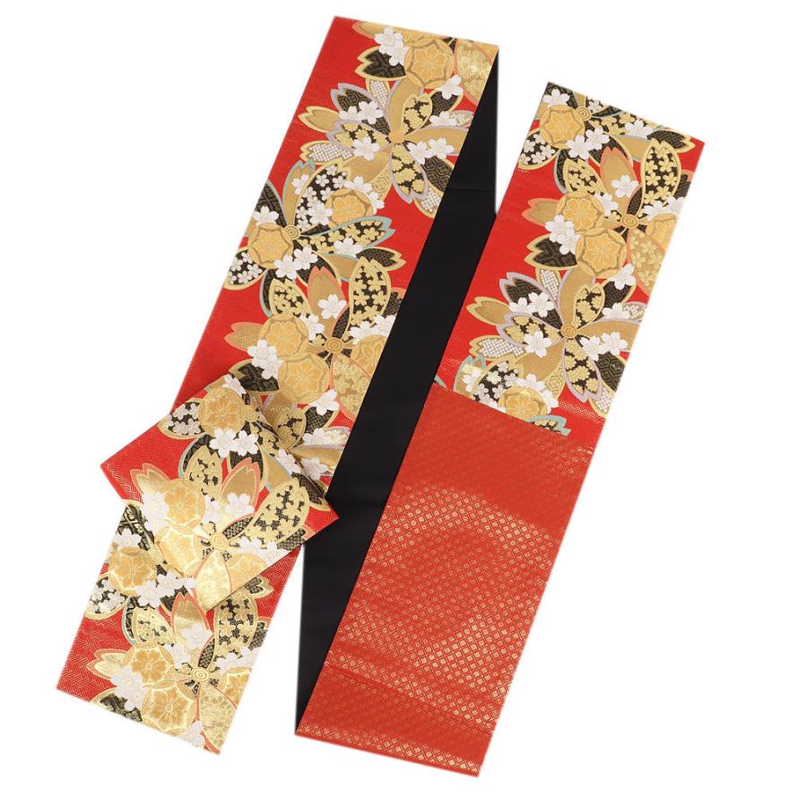 未来新品京都西陣浅田美術織正絹多色織古典工芸花扇流水文長尺礼装振袖用袋帯 Kisste 振袖 帯 振袖帯 振袖の帯 振袖用袋帯 袋帯 振袖用 赤 桜