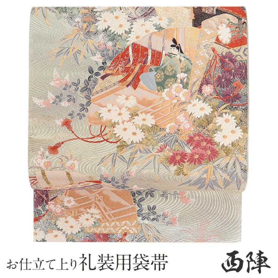 留袖訪問着美しい花柄 袋帯月次絵花市松文様帯
